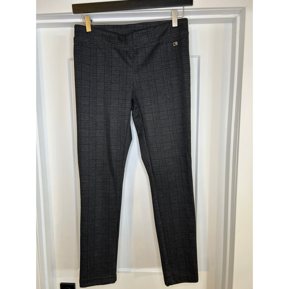Calvin Klein Womens Grey Glen Plaid Pull On Slim Work Pants Small Career Office‎